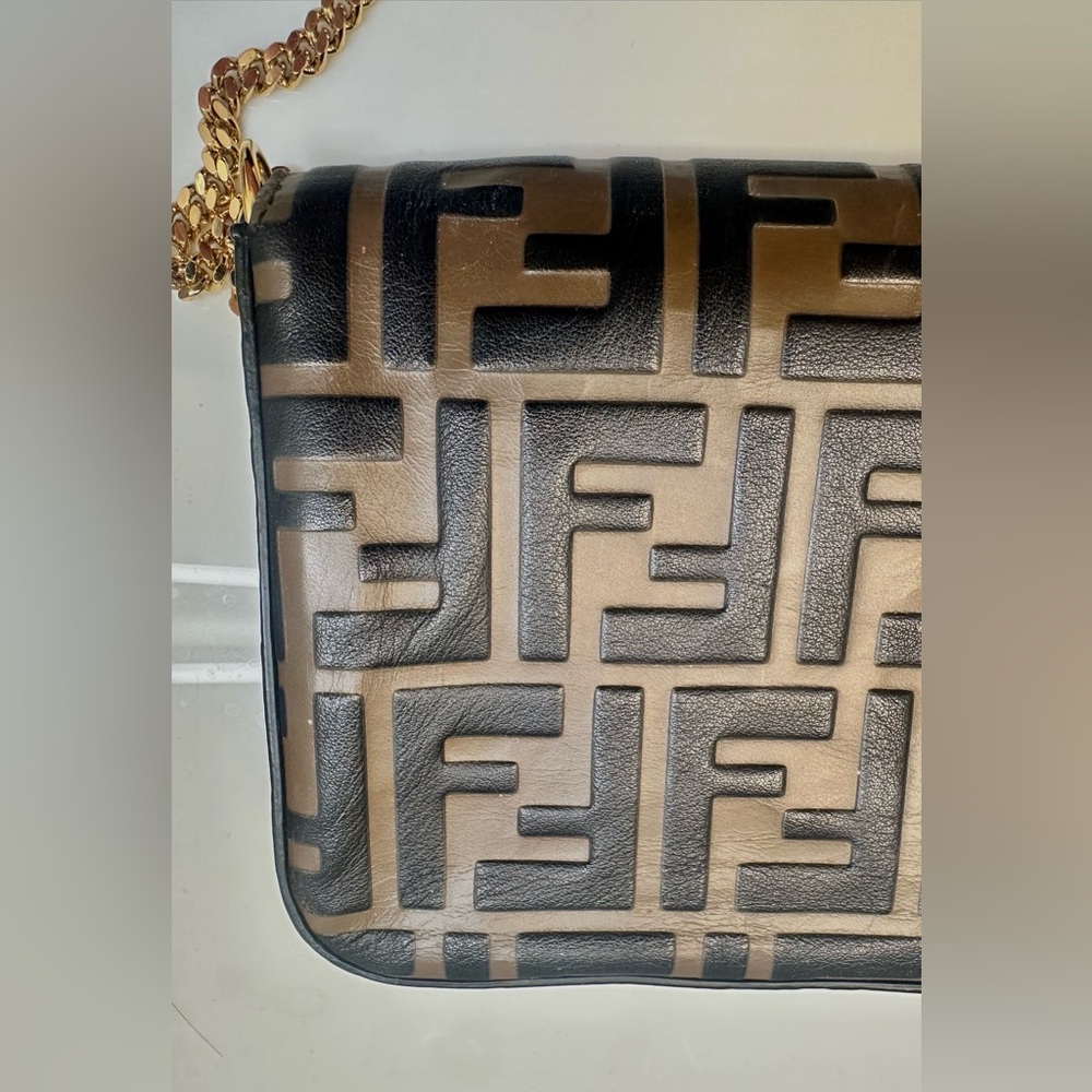 FENDI - Monogram Crossbody Bag with Gold Chain includes Billfold & Wallet - Picture 11 of 13